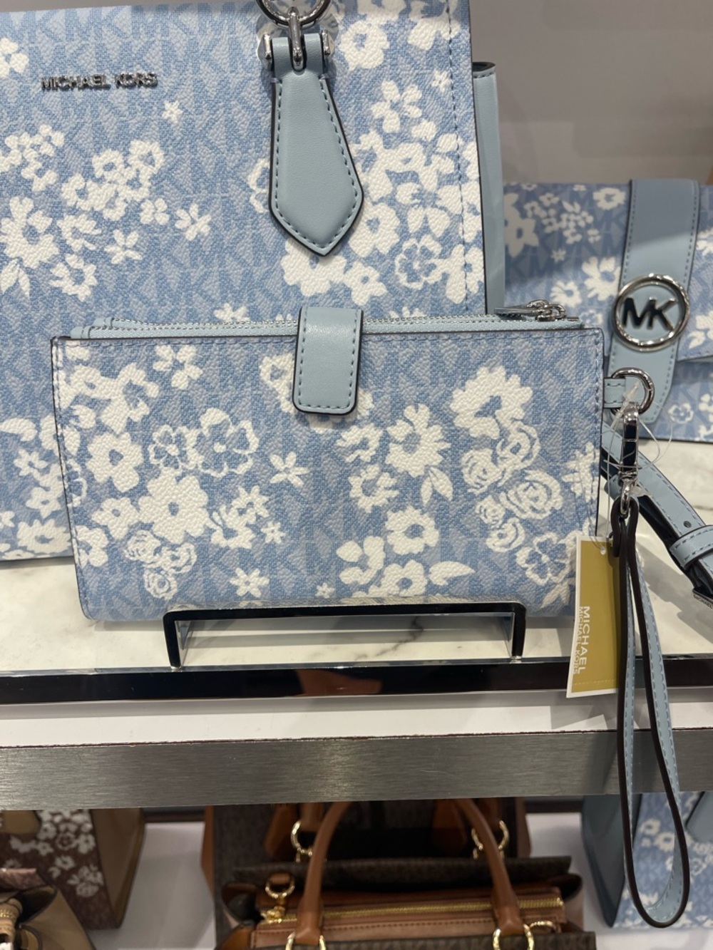 MICHAEL KORS JST Lg Double Zip Printed Signature Logo Wristlet
Pale Ocean 
NWT - Picture 4 of 16